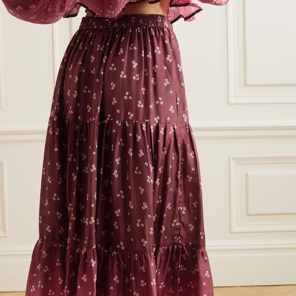 HANNAH Layla tiered printed silk-habotai skirt - Picture 5 of 6